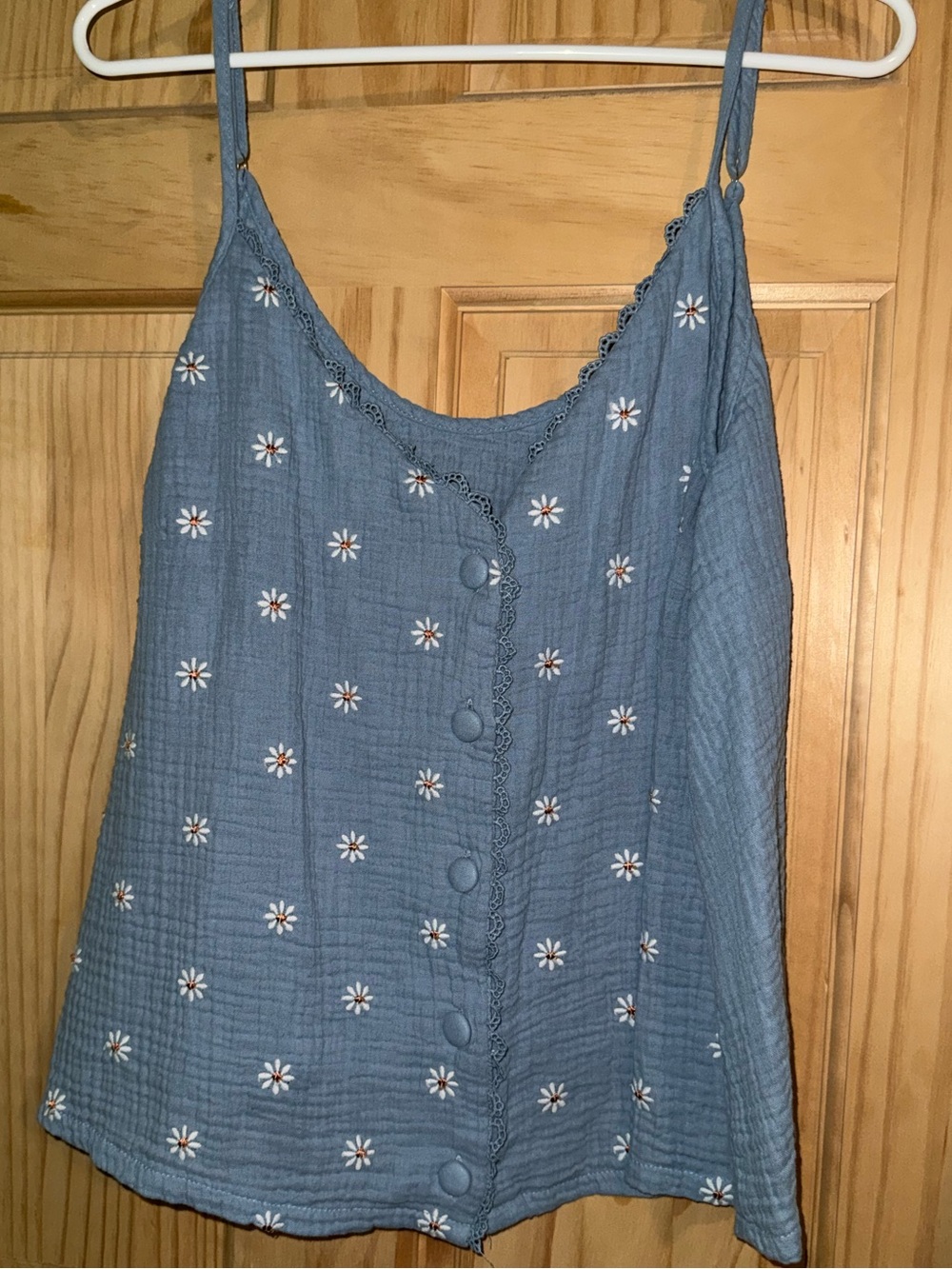SHEIN Blue Daisy Button-Front Camisole